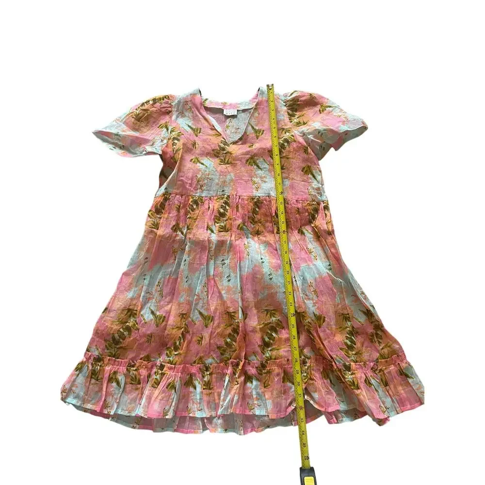 Womens Sheer Floral Watercolor Coverup Mini Dress Size Small Beach Vacation